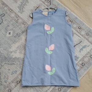 The Beaufort Bonnet Company Girls Annie Apron Pink Flowers Sz7